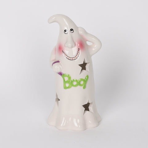 3.75*3.5*8.0'' White Ceramic Smiling Gohst Décor