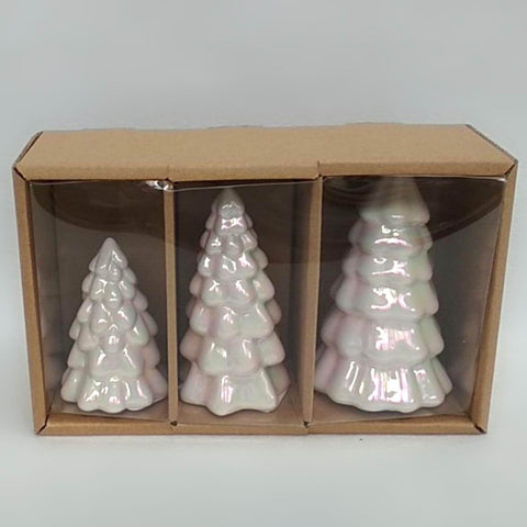 S/3 Ceramic Christmas Tree Décor