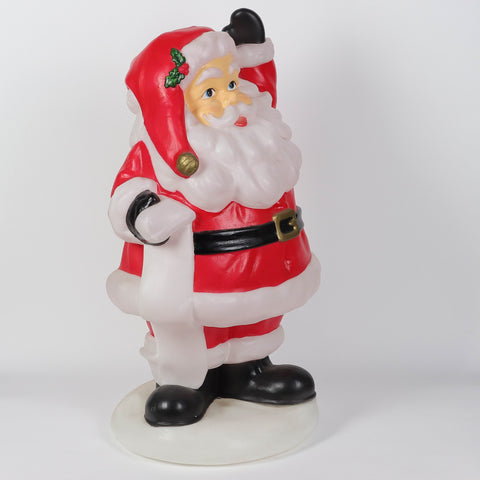 Christmas Red Coat Santa Décor with LED Light – Blow Mold Waving Santa Claus Holiday Display