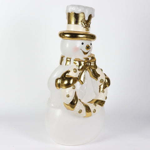 32'' Christmas Smiling Snowman Décor w/ Light | Plastic Christmas Decor |  Indoor/Outdoor Holiday Decoration