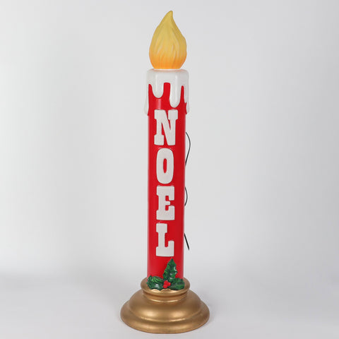 Christmas Red Plastic "Noel" Sign Candle Décor with Lights - Blow Mold Festive Holiday Decoration