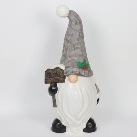 Christmas 13.5*9.0*28.0''Plastic Gnome Décor W/Lite
