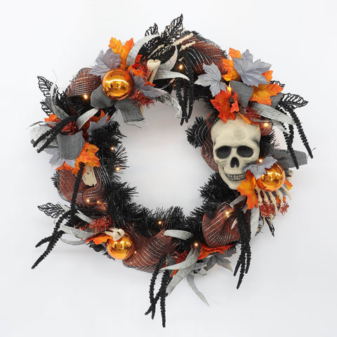 ?24*7'' Halloween Skull Wreath W/Foam Balls Décor