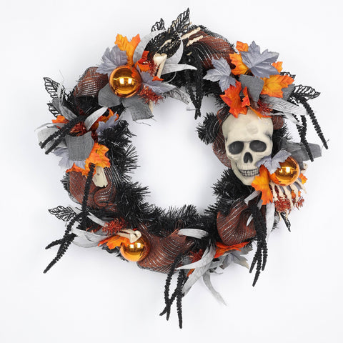 ?24*7'' Halloween Skull Wreath W/Foam Balls Décor