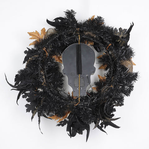 ?24*7'' Lighting Skull Wreath W/Gold Pumkins Décor