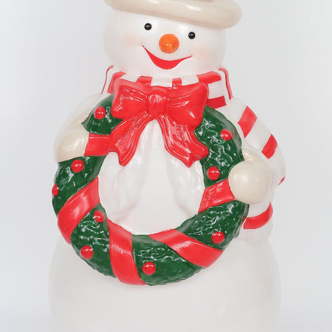 Christmas 14.5*11.0*33.5'' Plastic White/Red/Black Snowman Décor W/Lite