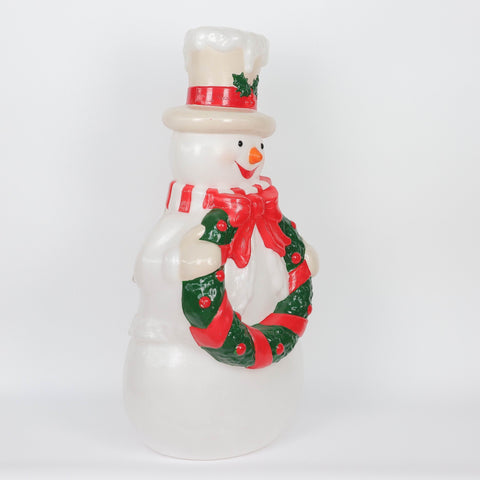 Christmas 14.5*11.0*33.5'' Plastic White/Red/Black Snowman Décor W/Lite