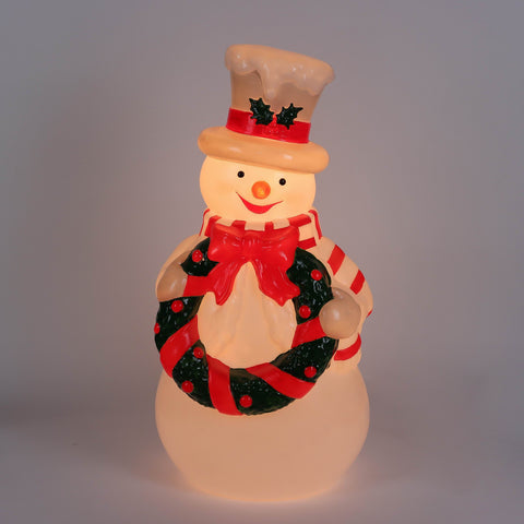 Christmas 14.5*11.0*33.5'' Plastic White/Red/Black Snowman Décor W/Lite