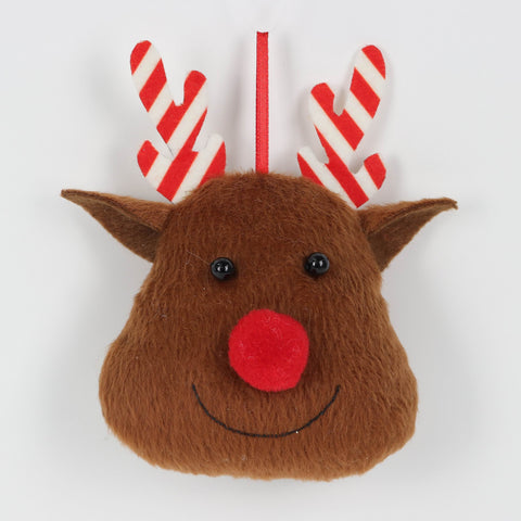 Whimsical Reindeer Christmas Ornament with Candy Cane Antlers