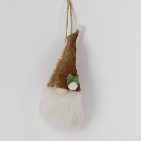 Christmas Brown Gnome Ornament - Rustic Holiday Tree Decoration