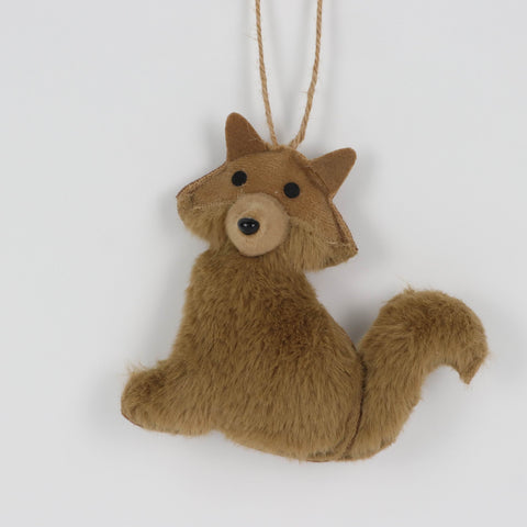 Christmas Brown Plush Fox Ornament