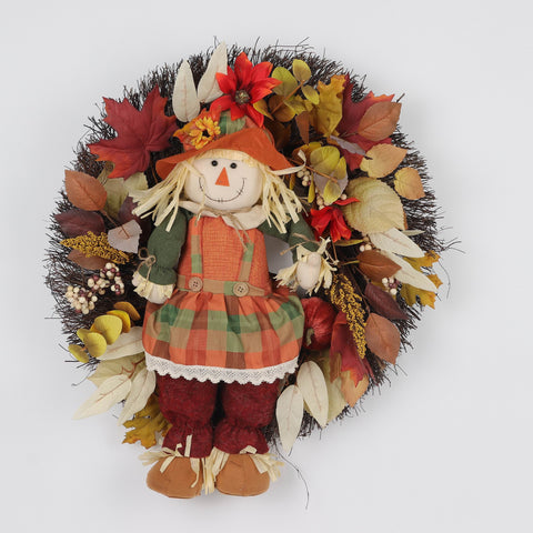 Harvest Fall Wreath with Scarecrow Décor