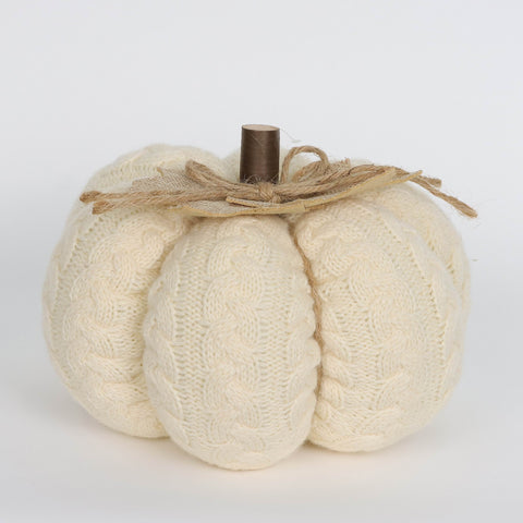 Harvest White Fabric Pumpkin Decor