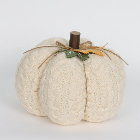 Harvest White Fabric Pumpkin Decor