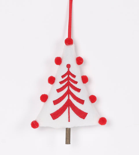 3.5 X 1 X 5.25"H Fabric Red/White Christmas Tree Ornament