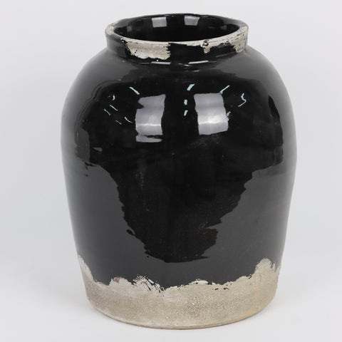 Tribal Ceramic Vase Black 8.5"