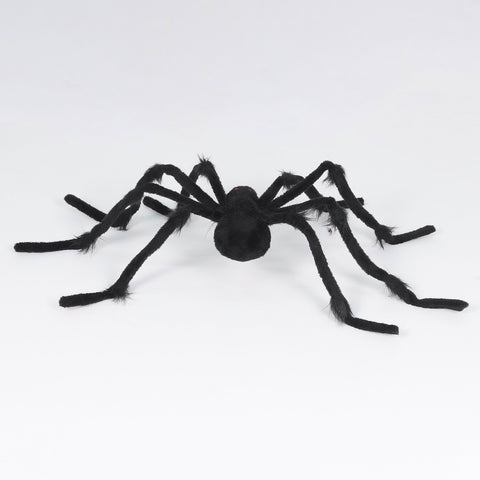 Large Black Halloween Spider with Red Eyes | Creepy Fuzzy Prop Decor