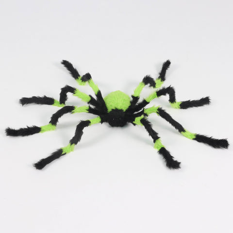 Halloween Light-Up Black and Green Striped Spider Décor