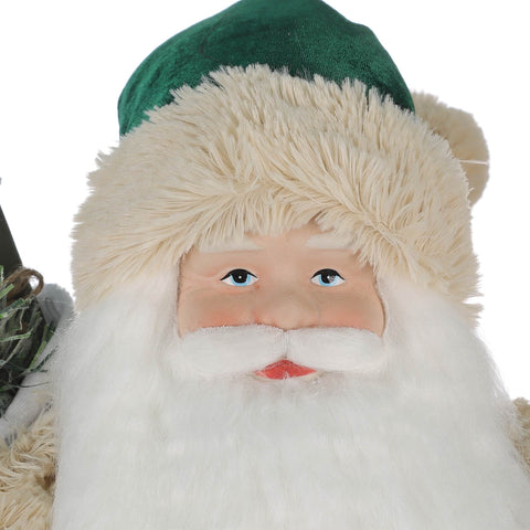 24“H Fabric Santa In Green Jacket