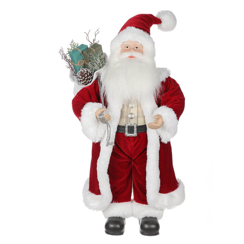 24“H Fabric Santa In Red Jacket