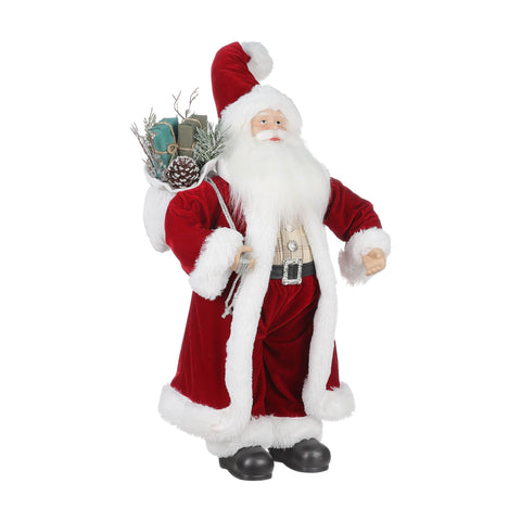 24“H Fabric Santa In Red Jacket