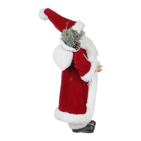 24“H Fabric Santa In Red Jacket