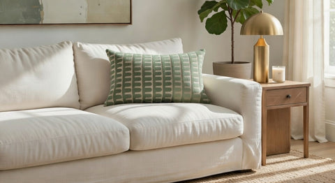 Aari Embroidery Cushion Cover , Front  & Back Cotton Chambray, With Concealed Zip