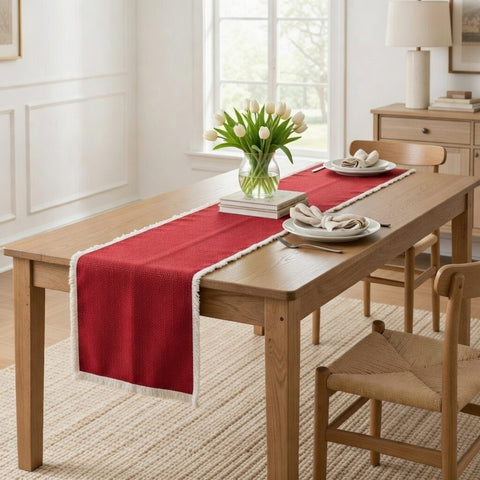 Fringed Cherry Runner 14in. x 72in.