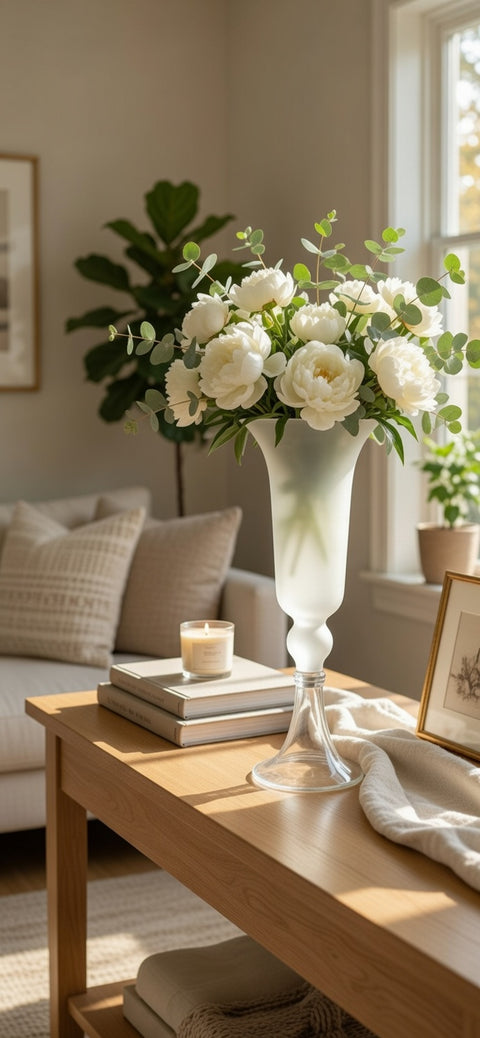 16.5*40*14.7Cm White Glass Vase Décor