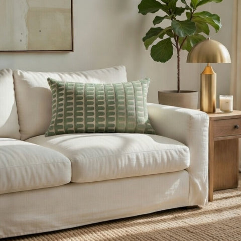 Aari Embroidery Cushion Cover , Front  & Back Cotton Chambray, With Concealed Zip