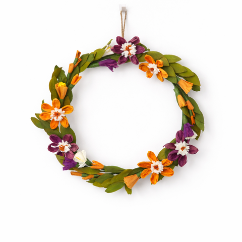 Couronne de fleurs en papier calicot
