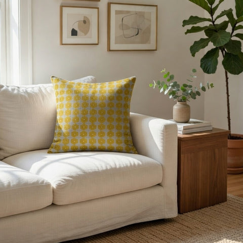 Aari Embroidery Cushion Cover ,Front  & Back Cotton Chambray, With Concealed Zip