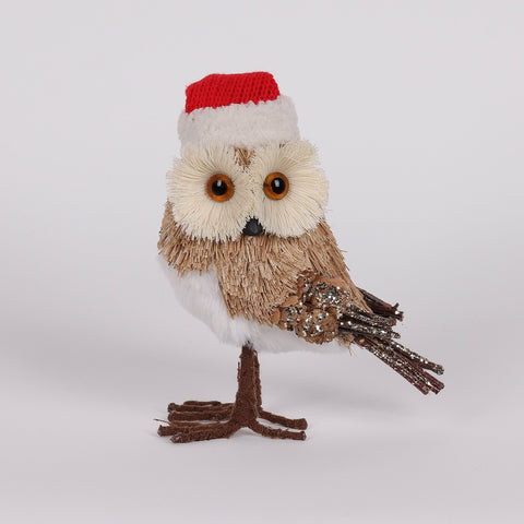 6.5*3*5.75 Inch Owl W/Santa Hat Table Décor