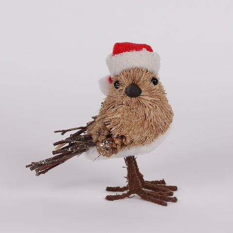 5.25*3.25*5 Inch Bird W/Santa Hat Table Décor