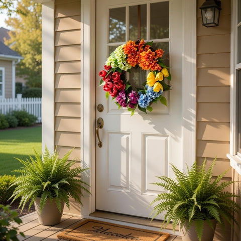 Couronne florale printanière de 22 pouces