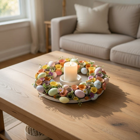 Easter Egg Wreath, 16 Inch Festive Easter Decor