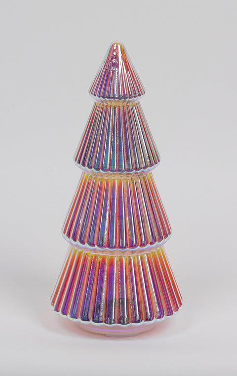 4.875 X 12.25"H Lighted Glass Cone Tree