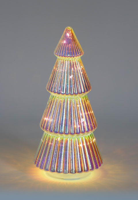 4.875 X 12.25"H Lighted Glass Cone Tree