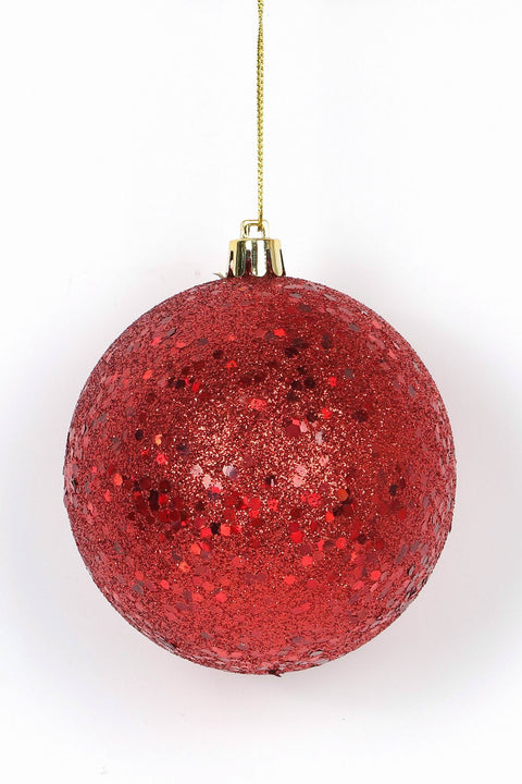 3.5"H Plastic Red Ball Ornament