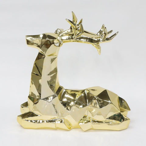 20"H Resin Gold Plating Sitting Deer