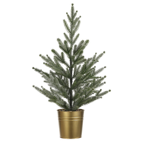 CHRISTMAS 26 in Flocked Fir Tabletop Tree with Gold Bucket