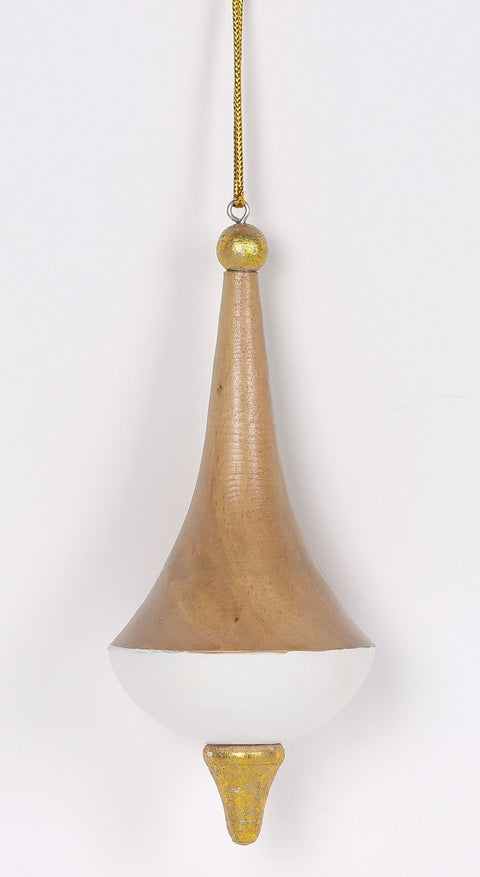 2.5X2.5X5.5”Wooden Finial With White Painting Ornament