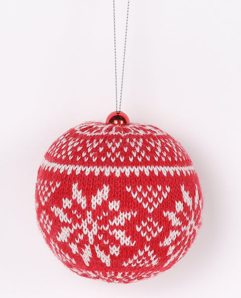 Lot de 4 boules décoratives en tricot rouge 3,5 x 3,5 x 3,75 po H