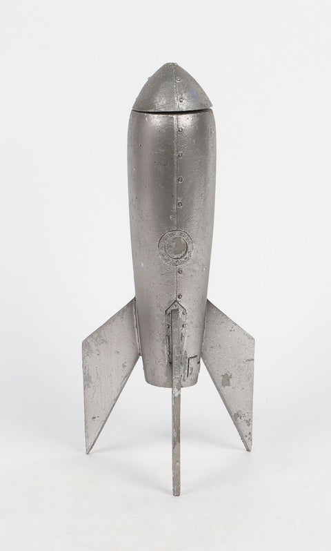 3.5''X3''X8'' Silver Rocket Décor