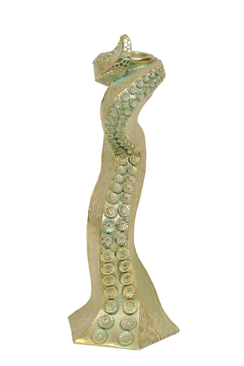 3.5''X3.5''X9.25 Gold Octopus Arm Candleholder