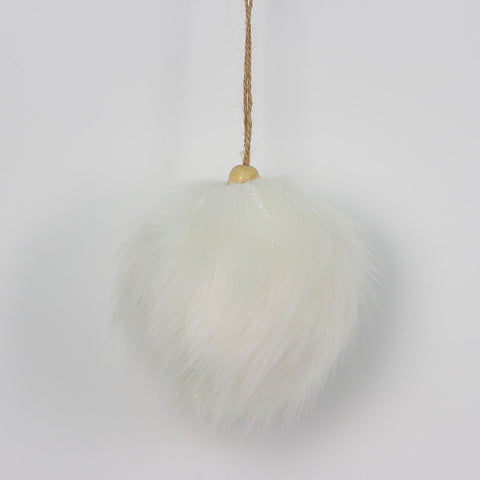 CHRISTMAS 3.5IN WHT FAUX FUR ORNAMENT