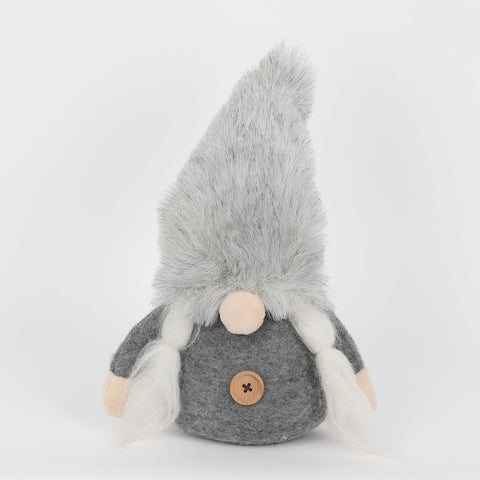 Christmas Gnome Table Décor with 
Cozy Grey Hair & Soft Fabric Charm