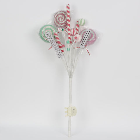 Christmas Candyland Theme Candy Pick with Clip Attachment - Pastel Colors decor for Christmas Trees and Wreaths