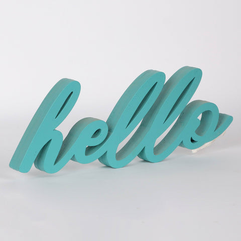 11*0.75*4''Blue "Hello"Décor