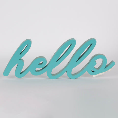 11*0.75*4''Blue "Hello"Décor